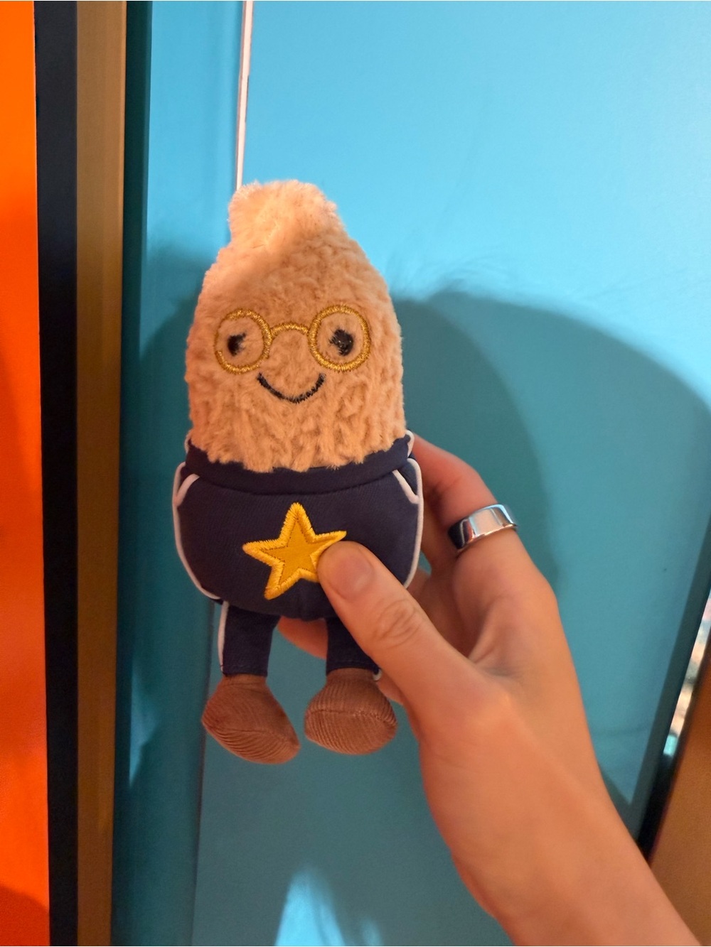 Jellycat Brown Plush Star Buddy with Navy Outfit and Yellow Star